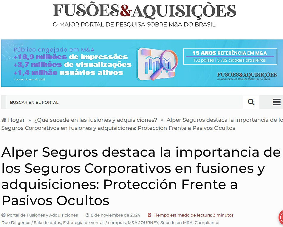 Alper Seguros destaca la importancia de los Seguros Corporativos en fusiones y adquisiciones: Proteccin Frente a Pasivos Ocultos